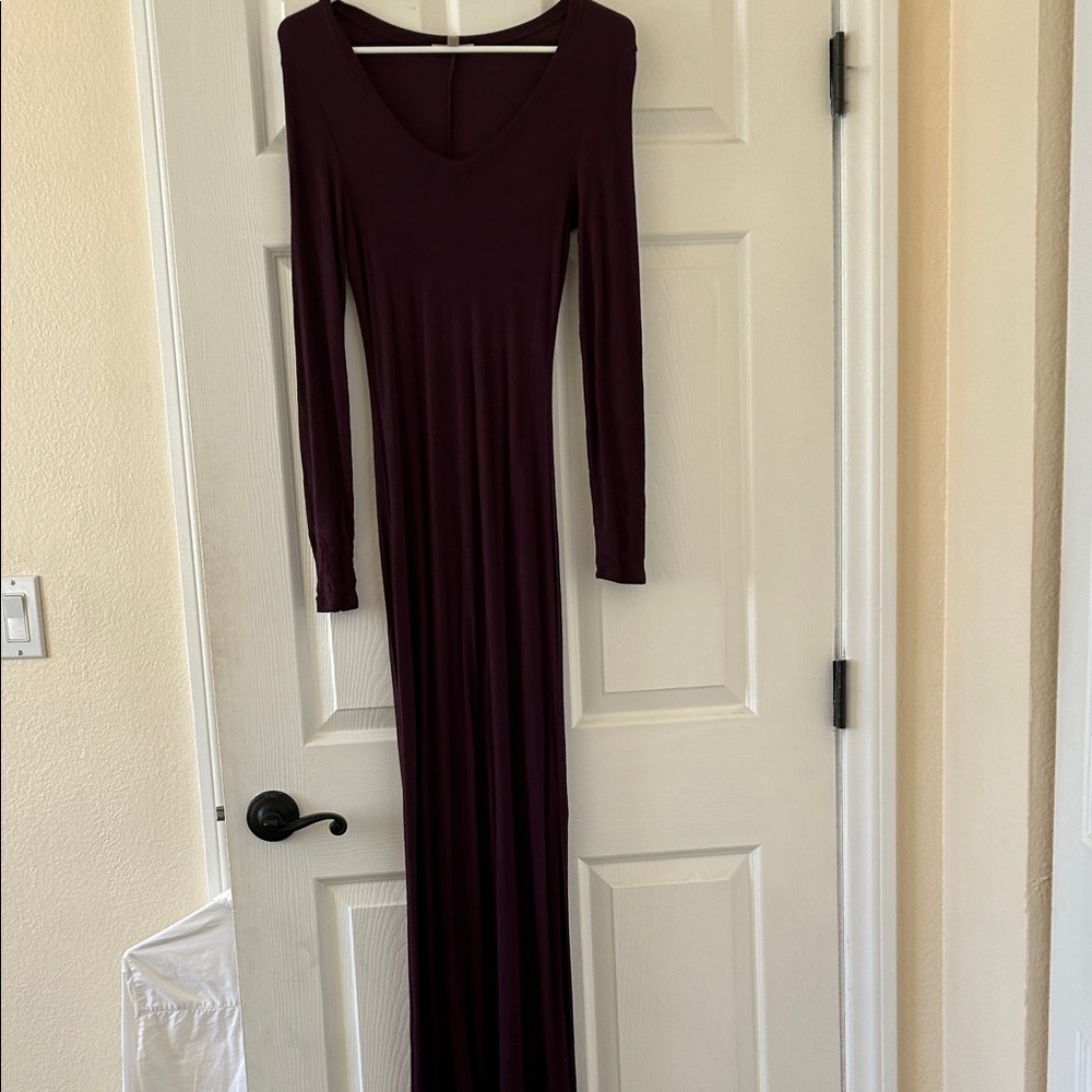 Bordeaux Elegant Long Sleeve Burgundy Dress